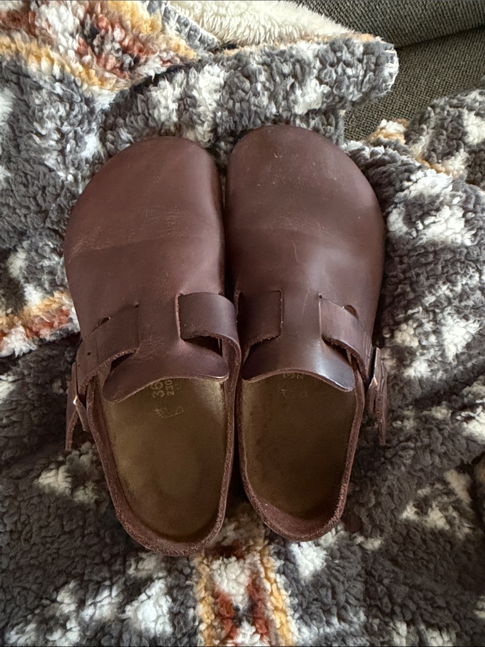 Brown London Birkenstock clogs
